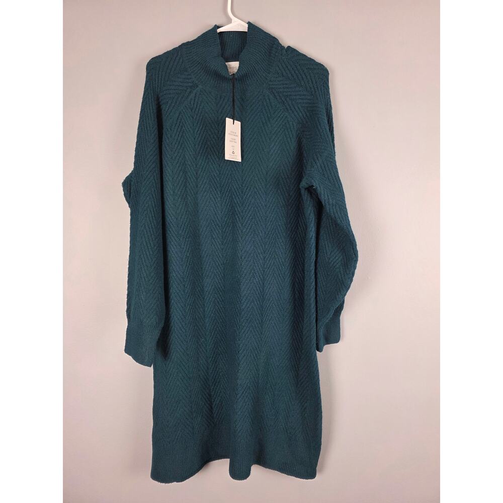 Gypsy Cloud Sweater Dress 1X Womens Plus Size‎ Deep Teal Mock Neck Holiday NWT